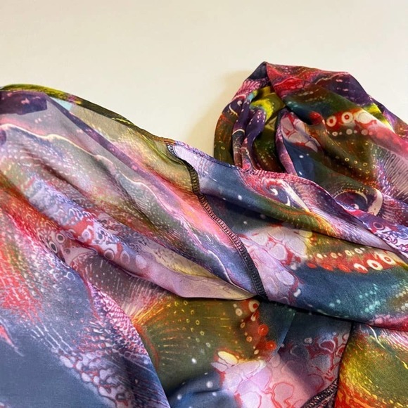 Dirty Ballerina v-neck maxi dress gemstone print red, pink, blue M - Picture 12 of 15